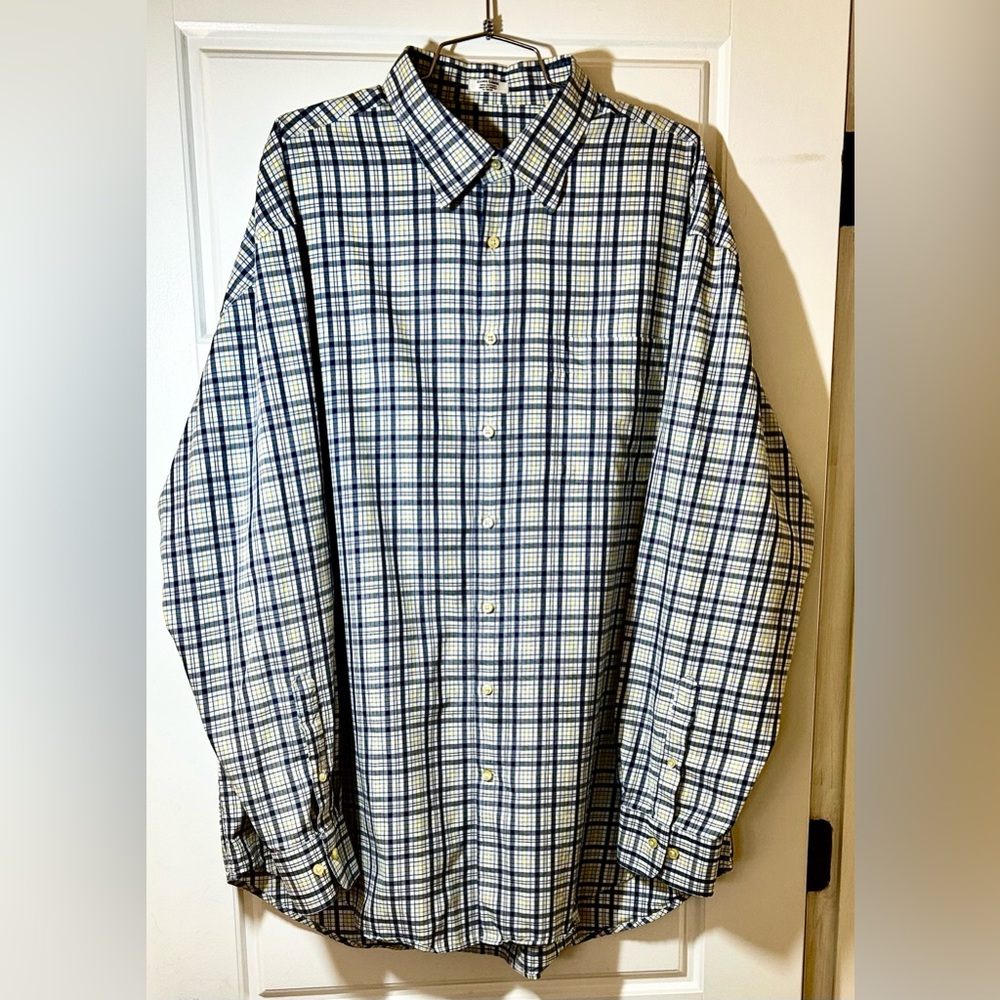PETER MILLAR Cotton Performance Twill Checked Button Up Shirt with Pocket Sz XL